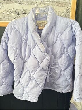 Lavender Quilted Goose Down Wrap Puffer Jacket